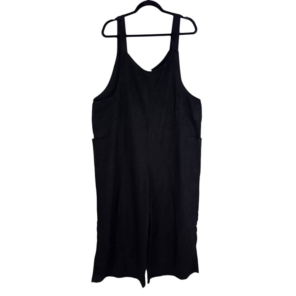 Hunter & Brown Overalls Jumpsuit Large Black Sleeveless Wide-Leg Womens